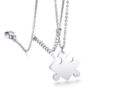 Naszyjnik srebrny celebrytka puzzle stal chirurgiczna 