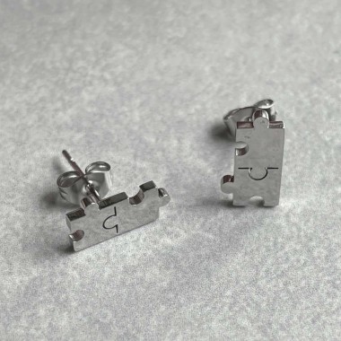Kolczyki srebrne puzzle ze stali chirurgicznej 