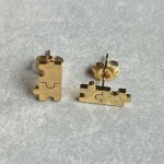 Kolczyki złote puzzle ze stali chirurgicznej