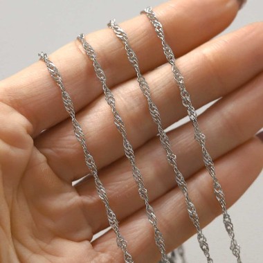 Łańcuszek srebrny splot singapur długi cienki 70 cm stal chirurgiczna